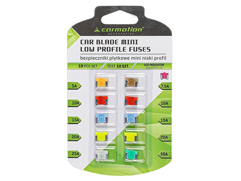 Ασφάλειες Αυτοκινήτου Κάρτελα 10τμχ CARMOTION MINI Low Profile 63602 με LED Ένδειξη